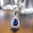 Pear Sapphire & Diamond 14K Gold Necklace SS2017