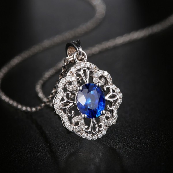 Oval Sapphire & Diamond Vintage Necklace SS2020