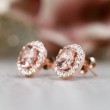 Morganite & Diamond Stud Earrings SS3004