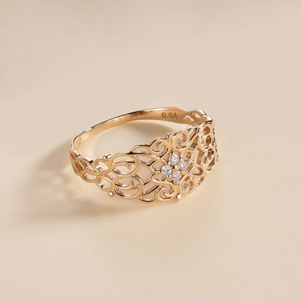 Mandala Diamond 14K Yellow Gold Ring SS0072