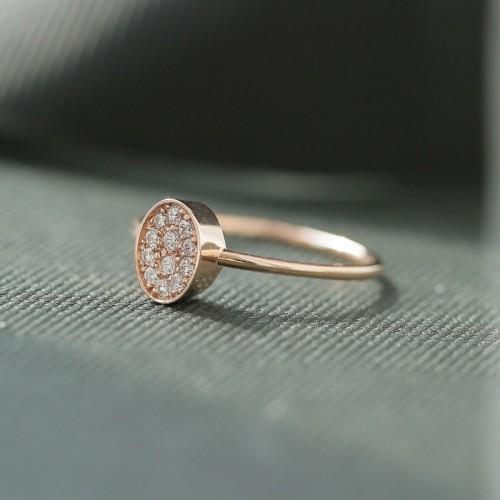 Oval Shape Diamond 14K Solid Gold Ring SS0204