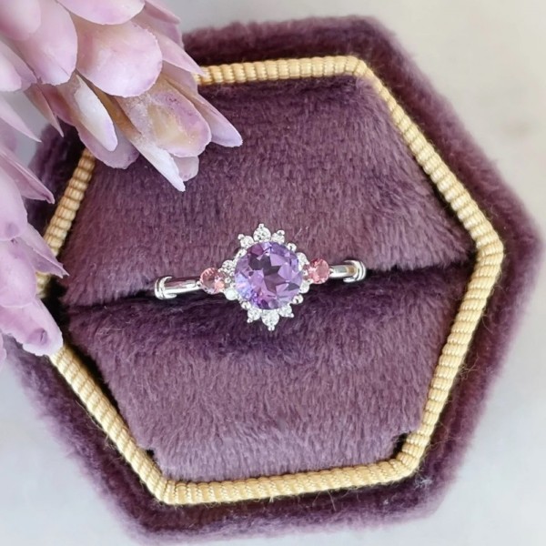 Amethyst Tourmaline Diamond Ring SS0114