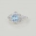 Aquamarine & Diamond Leaf Floral Ring SS0328