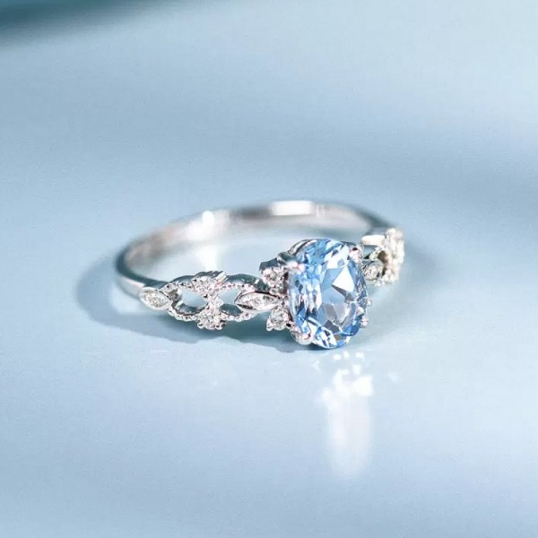 Aquamarine & Diamond White Gold Ring SS0103