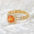 Cushion Citrine & Diamond Design Ring SS0243