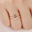 Amethyst & Diamond Curved Ring SS0062