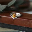 Drop Citrine & Diamond Set Wedding Rings SS0244