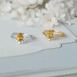 Drop Citrine & Diamond Set Wedding Rings SS0244