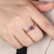 Hexagon Cut Amethyst & Diamond Ivy Leaf Ring 