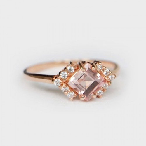 Princess Pink Tourmaline & Diamond Ring SS0285