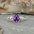 Kite Amethyst & Diamond Leaf Ivy Ring 