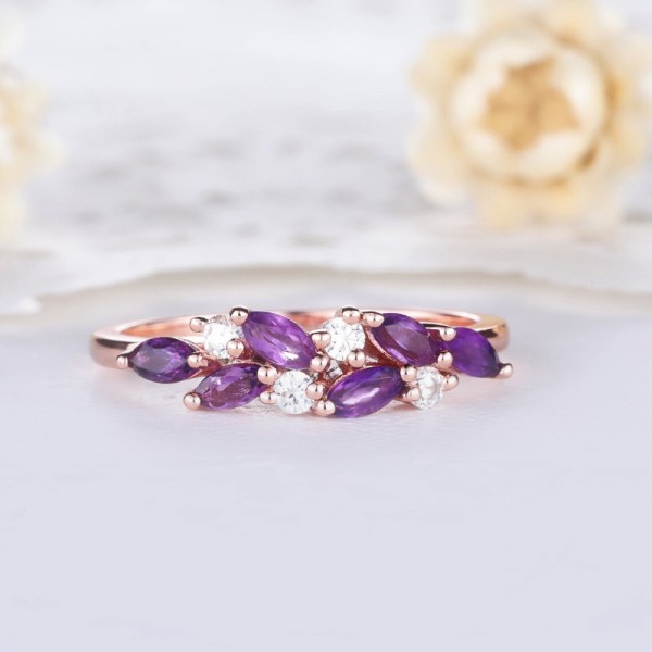 Marquise Amethyst & Diamond Design Ring SS0199