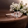 1.00 Carat Cushion Morganite & Diamond Ring 