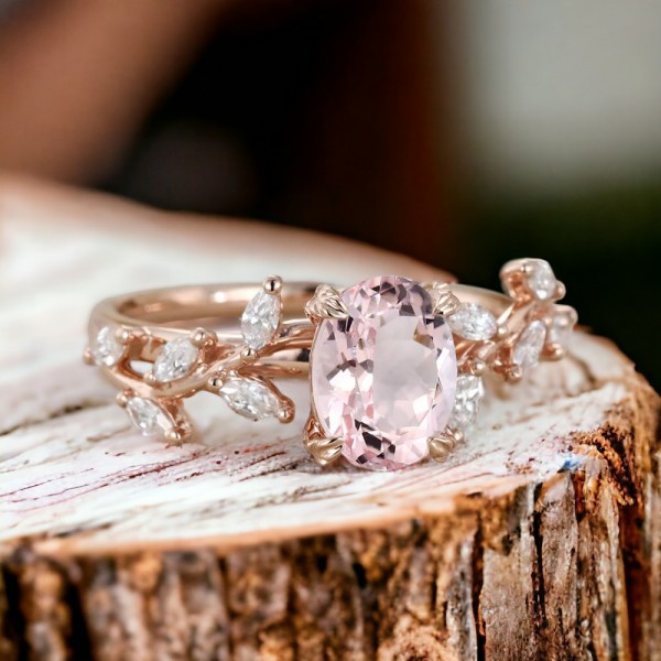 Proposal Ring Morganite & Diamond Gold SS0260