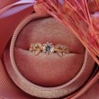 Morganite & Diamond Engagement Leaf Ring 