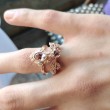 Morganite & Diamond Engagement Leaf Ring 