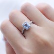 Emerald Cut Aquamarine & Diamond Ring SS0105