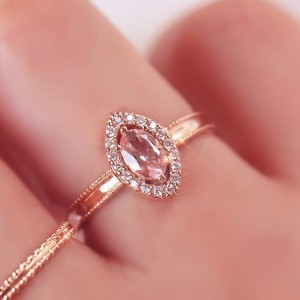 Oval Pembe Safir Taşlı Pırlanta Yüzük SS0054