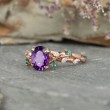 Oval Amethyst & Diamond Leaf Ivy Ring SS0401