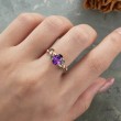 Oval Amethyst & Diamond Leaf Ivy Ring SS0401