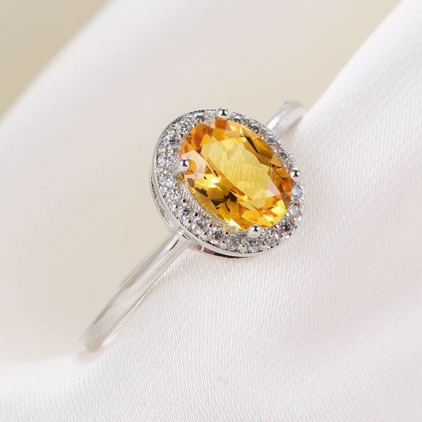 Oval Citrine & Diamond Classic Ring SS0245