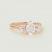 Pear White Topaz & Diamond Rose Gold Ring 