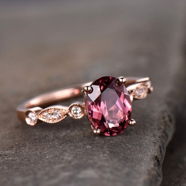 Pink Tourmaline & Diamond Vintage Ring SS0078