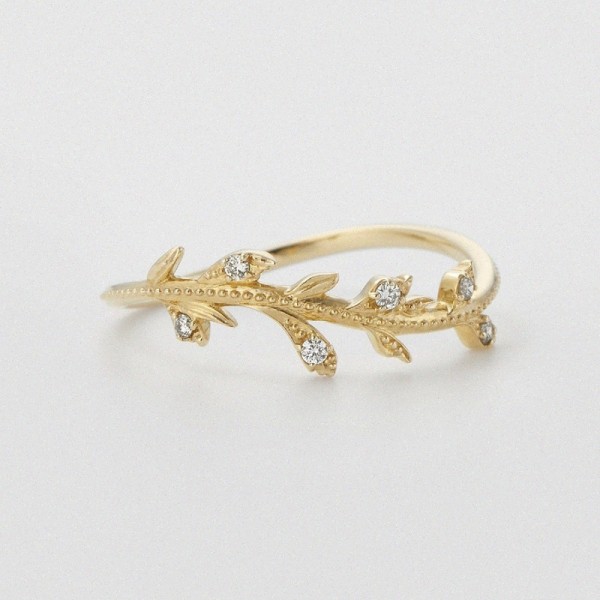 Ivy Wave Form Diamond 14K Gold Ring SS0324