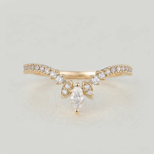 Marquise Cut Diamond Ring Curved Band SS0008