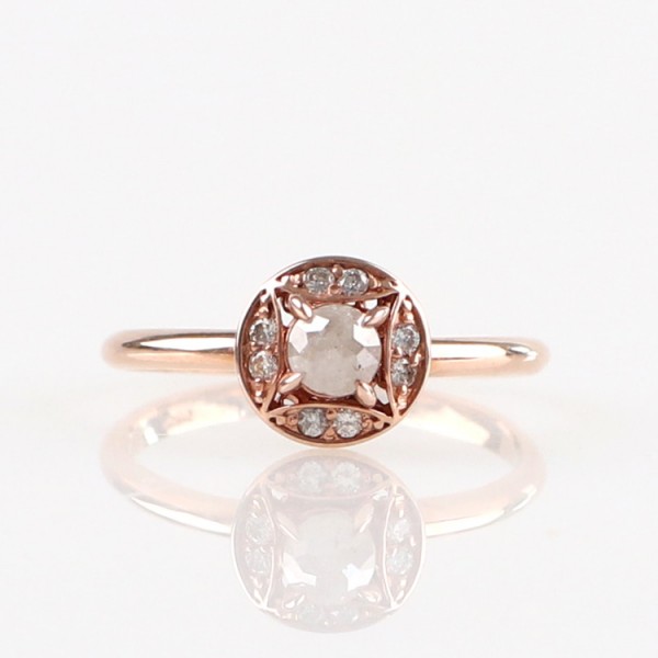 Rose Cut Milky Color Rough Diamond Ring SS0151