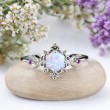 Hexagon Opal & Sapphire Moon Ring 