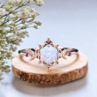 Hexagon Opal & Sapphire Moon Ring 