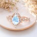 Pear Opal & Diamond Vintage Moon Ring SS0339