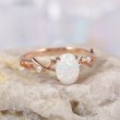 Unique Opal Rose Gold Dainty Engagement Ring SS0344