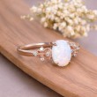 Oval Opal & Diamond Vintage Engagement Ring 