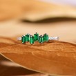 Baguette Emerald & Diamond Asymmetric Ring SS0258