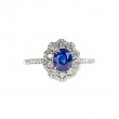 Floral Blue Sapphire & Diamond Ring SS0221