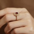 Natural Oval Ruby & Diamond Vintage Ring SS0235