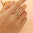 Cabochon Emerald And Diamond Leaf Ring SS0044