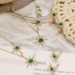 Emerald & Diamond Necklace Earrings Set SS5001